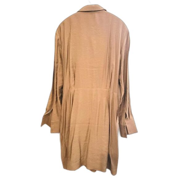 & Other Stories Buttoned Mini Wrap Shirt Dress Long Sleeve Tan 10 - Picture 6 of 10